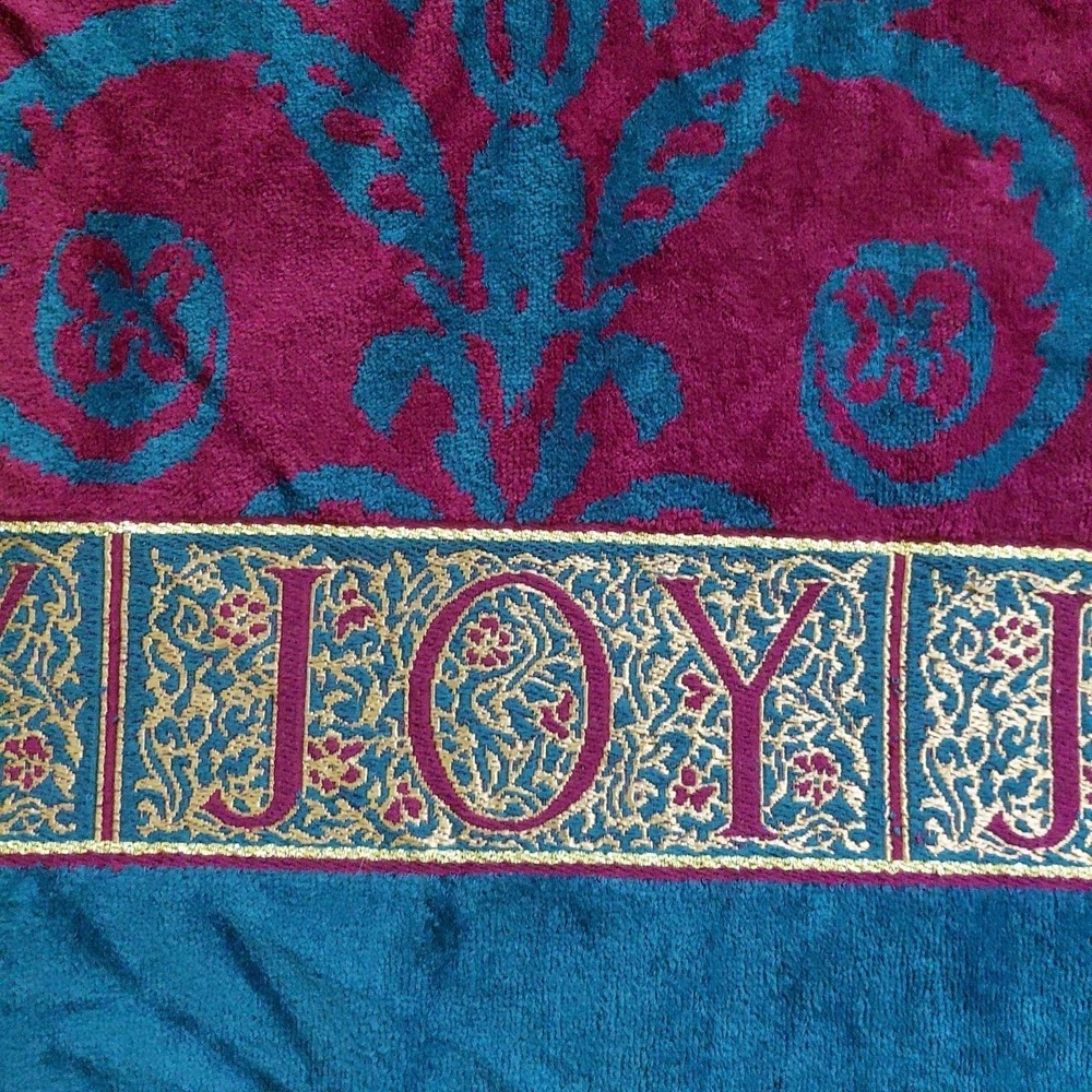 3 NOS Santens Christmas Towel Set JOY Embroidered Bath & Hand Green Gold NEW USA - Picture 4 of 12